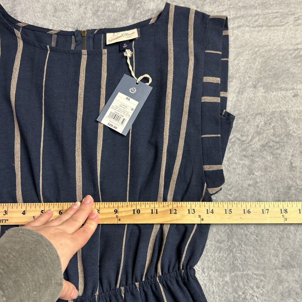 Universal Thread Jumpsuit Romper NWT - Striped Navy/Tan Wide Leg Sz XS - Picture 7 of 16